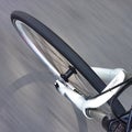 Bike front wheel in motion Royalty Free Stock Photo