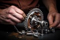 bike gears being adjusted with an allen wrench Royalty Free Stock Photo
