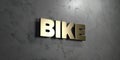 Bike - Gold sign mounted on glossy marble wall - 3D rendered royalty free stock illustration