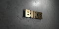 Bike - Gold sign mounted on glossy marble wall - 3D rendered royalty free stock illustration