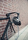 Bike helmet on race road cycle Royalty Free Stock Photo