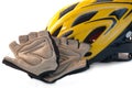 Bike Helmet and Riding Gloves Royalty Free Stock Photo