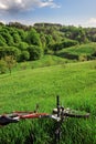 Bike with hills landscape Royalty Free Stock Photo