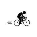 bike icon cyclist rides at high speed sport pictogram isolated human