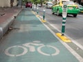 Bike lane around phra athit road on may 28, 2016 in Bangkok, Thailand