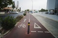 A bike lane for cyclist. Bicycle lane in city