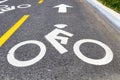 Bike lane safety symbol painted on the street in New York City Royalty Free Stock Photo