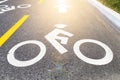 Bike lane safety symbol painted on the street in New York City Royalty Free Stock Photo