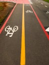 Bike Lane signs on streets ground in Brazil Royalty Free Stock Photo