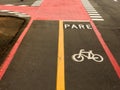 Bike Lane signs on streets ground in Brazil Royalty Free Stock Photo