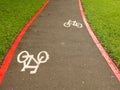 Bike Lane signs on streets ground in Brazil Royalty Free Stock Photo