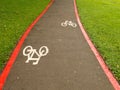 Bike Lane signs on streets ground in Brazil Royalty Free Stock Photo