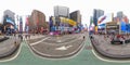 Bike lanes by Times Square New York. 360 VR equirectangular photo Royalty Free Stock Photo