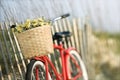 Bike leaning against fence Royalty Free Stock Photo