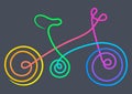 Bike. Line art symbol. Color vector illustration.