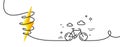 Bike line icon. City bicycle transport sign. Continuous line with curl. Vector