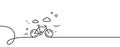 Bike line icon. City bicycle transport sign. Continuous line with curl. Vector