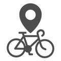 Bike location solid icon, bicycle concept, Map pointer with bicycle sign on white background, bike rent location pin Royalty Free Stock Photo