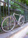 Bike locked in fence