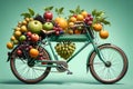 bike with lots of fruits