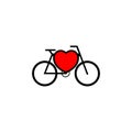 Bike Love Logo Icon Design isolated on white background