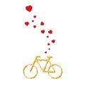 Bike lover flying hearts from bicycle