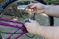 Bike maintenance mechanic assembling adjusting bicycle