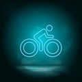 Bike, man blue neon vector icon. Simple element illustration from map and navigation concept. Bike, man blue neon vector icon. Royalty Free Stock Photo