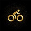 Bike, man gold, icon. Vector illustration of golden particle