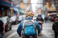 bike messenger navigating traffic Royalty Free Stock Photo