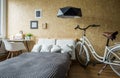 Bike in modern cozy bedroom