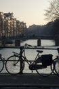 Bike near the canal in Amsterdam in the evening