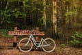 Bike near the wood bench