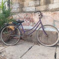 The bike is old, rusty and hasn& x27;t been used for a long time Royalty Free Stock Photo