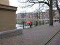 Bike with an orange crate on the Korte Vijverberg The Hague Royalty Free Stock Photo