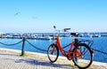 Bike parked along the port of Algarve
