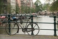 Bike parked on a bridge
