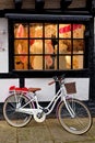 Bike parked in front of a store in Worcester - United Kingdom