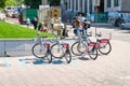 Bike parking. Bicycle rental. Ukraine. Kyiv. 06.06.2020