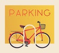 Bike parking. Bicycle sign for web or print. Cartoon vector illustration