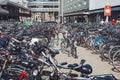 Bike parking in front of Amsterdam Centraal train station. Royalty Free Stock Photo