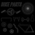 Bicycle Parts Icons with Bike Seat Wheel Crank Pedal Handle Bars Frame Chainlink Royalty Free Stock Photo
