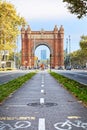 Bike path Arc de Triomphe in central Barcelona, symbol of eco Royalty Free Stock Photo