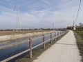 Bike path at Arconate along the canal Villoresi Royalty Free Stock Photo