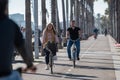 Bike path in Barcelona on the beach of LA Barceloneta in the capital of Catalonia in Spain in 2023 Royalty Free Stock Photo