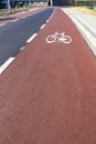 bike path in the city - safe movement of people on bicycles. The concept of a healthy lifestyle and the struggle for ecology
