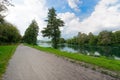 Bike path follows the river Adda Royalty Free Stock Photo