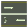 Bike path icon, cartoon style