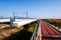 Bike path next to a concrete bridge in a rural area with good infrastructure in Spain Royalty Free Stock Photo