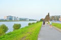 Bike path at summer evening. Royalty Free Stock Photo